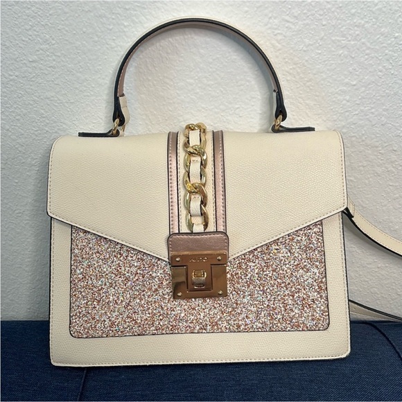Aldo Glenda Satchel Cream and Gold Glitter - Picture 4 of 9